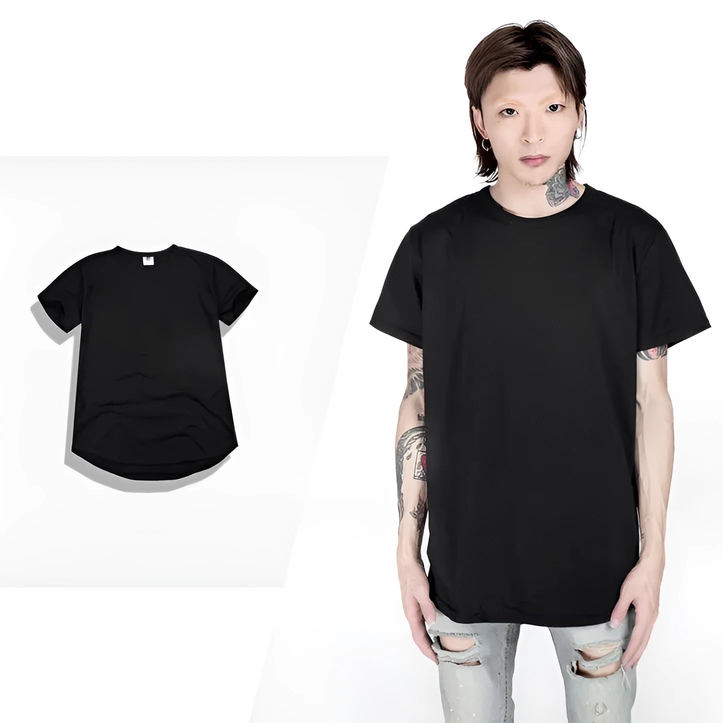 Men's oversized hip hop T-shirt in streetwear style, cotton blend, available in multiple colours
