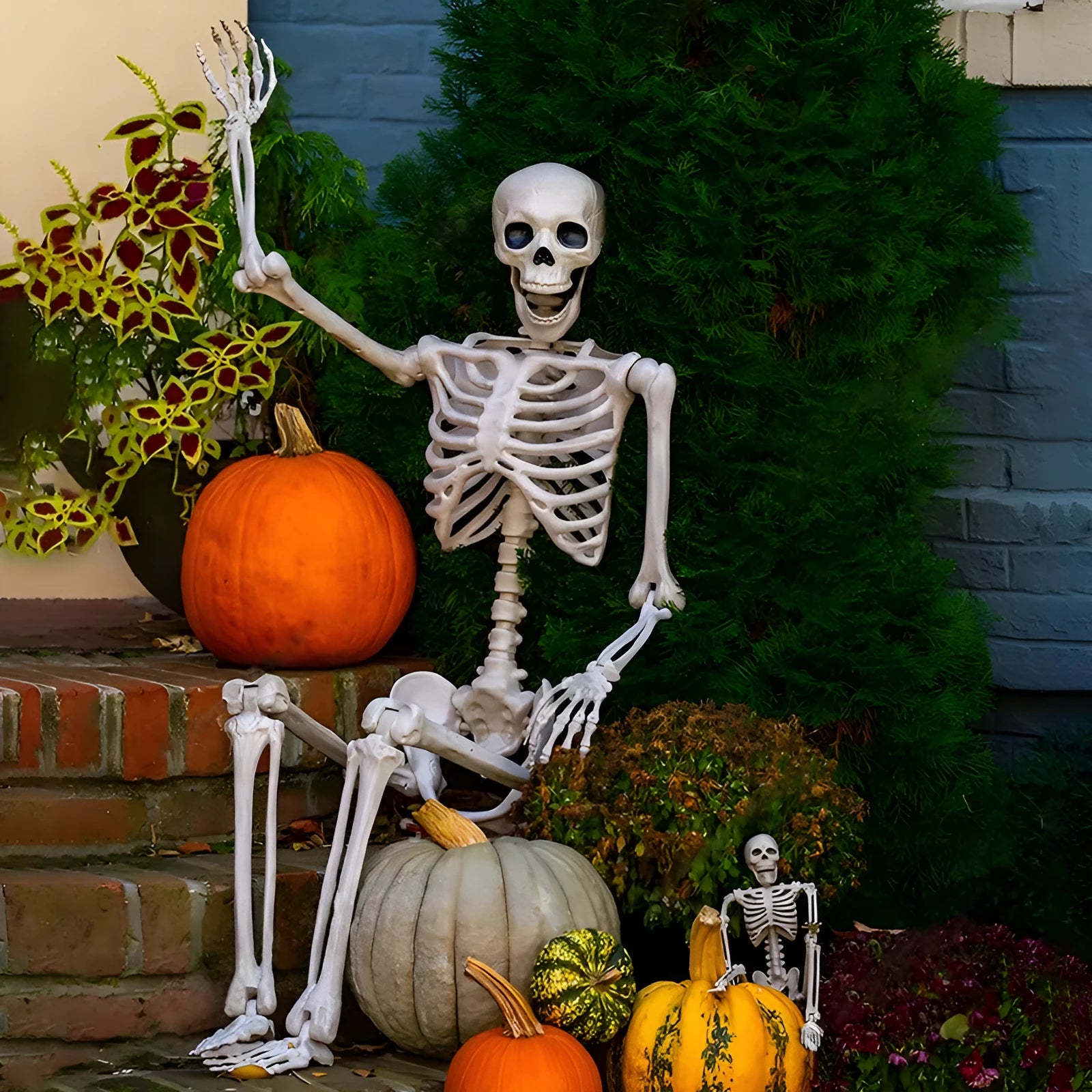 90cm movable plastic Halloween skeleton model with new skull men design