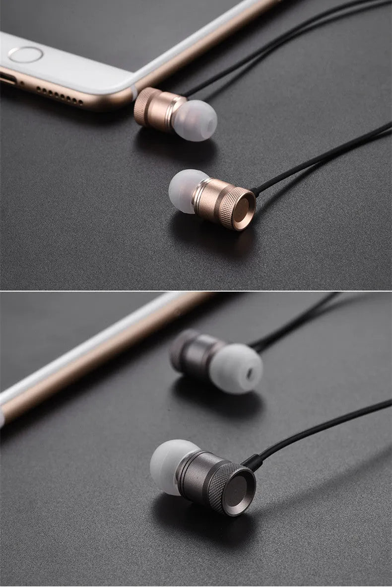 In-ear headphones with TPE cable in black, gold, pink, or silver colours showing 10mm drivers