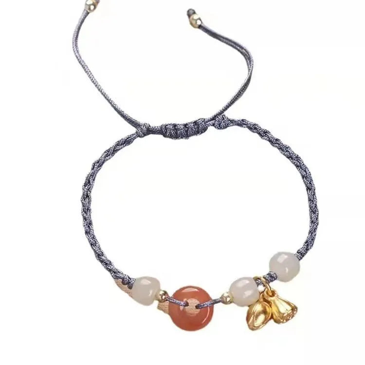 Hetian jade bracelet with constellation modelling and peace buckle adjustable closure in various strap colours