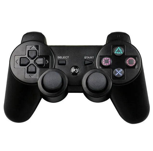 PS3 Bluetooth wireless game handle in black, ABS material, USB charging port visible