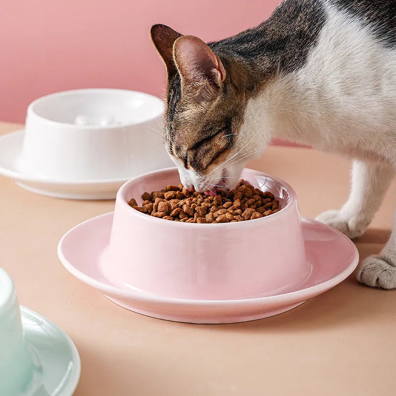 Green ceramic slow feed pet bowl with a central mound and obstacles to prevent fast eating.