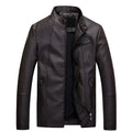 Men's PU leather jacket in claret colour with biker style design and polyester lining