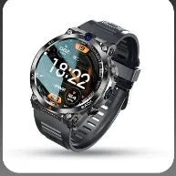 Sports smartwatch with dual cameras on a wrist, showing TFT touchscreen display.