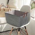 Cotton string storage basket in grey, 45x35x25cm, suitable for indoor laundry use