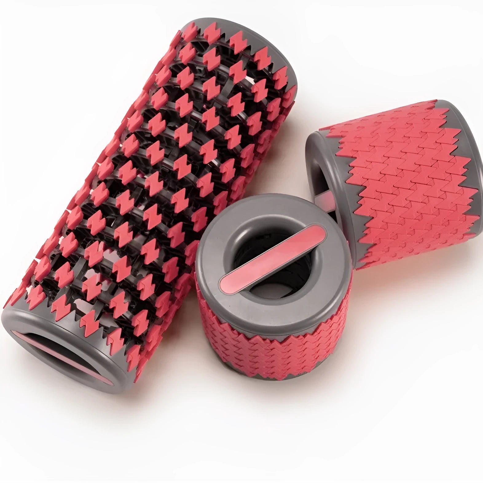Adjustable telescopic foam roller for muscle massage in red, black, pink, or yellow colour options.