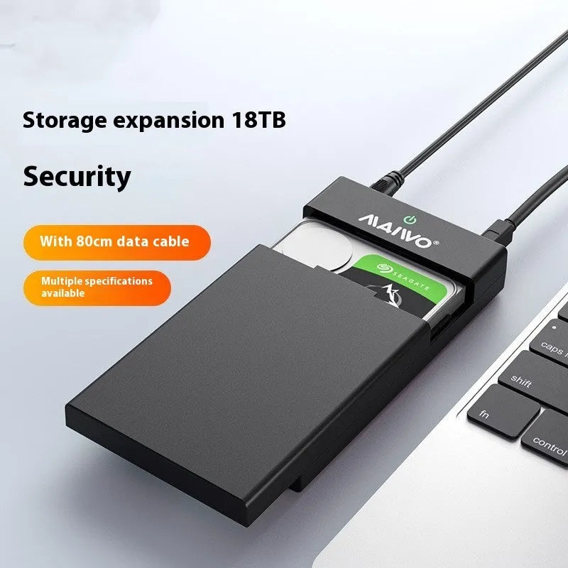3.5 inch SATA hard drive USB enclosure with sliding cover and included power supply