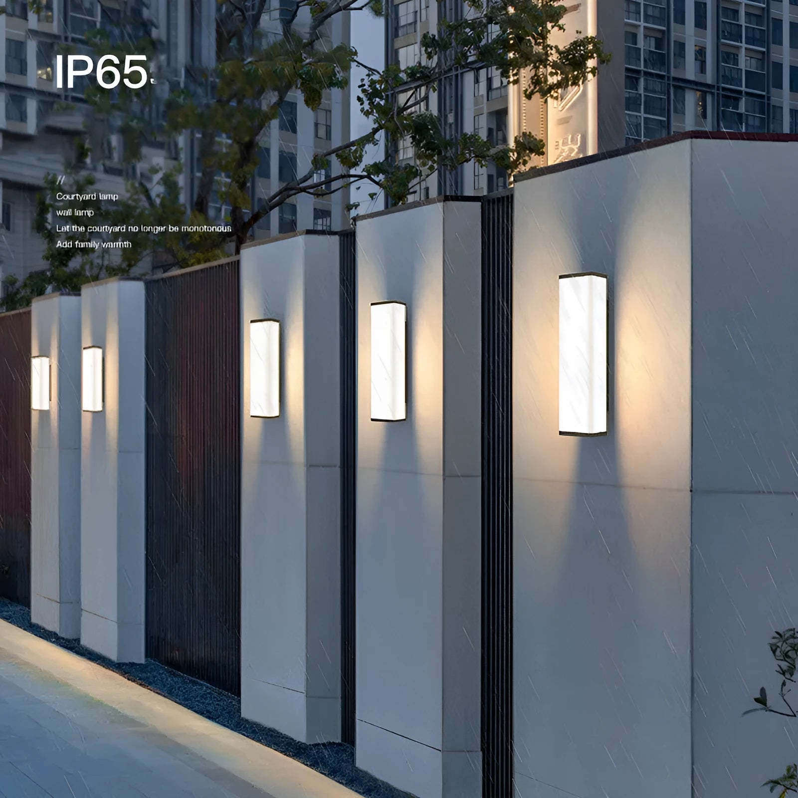 60cm long stainless steel outdoor wall light with IP65 waterproof rating for garden or courtyard.