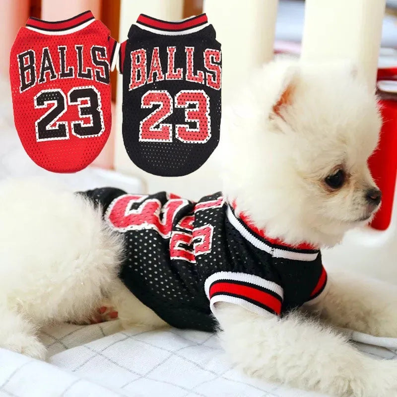 Black and red polyester dog sweatshirt vest for small to XXL sized pets