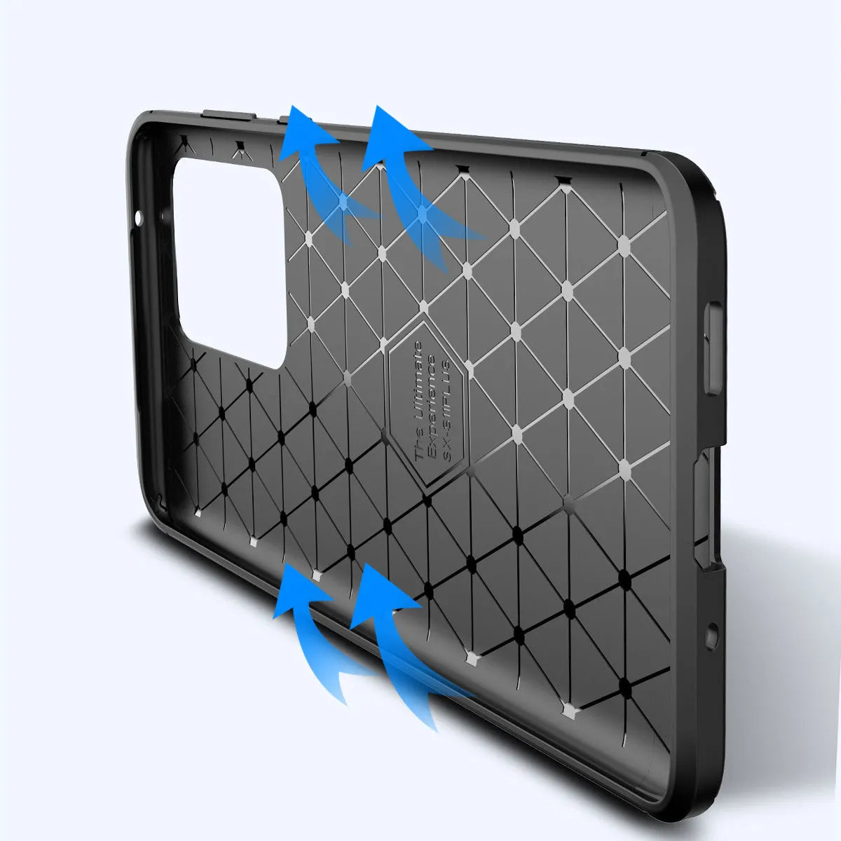 Solid colour TPU back cover case for Samsung Galaxy phones on a table.