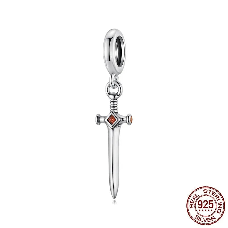S925 sterling silver bead with inlay treatment, height 2.5cm, width 0.6cm, aperture 0.45cm