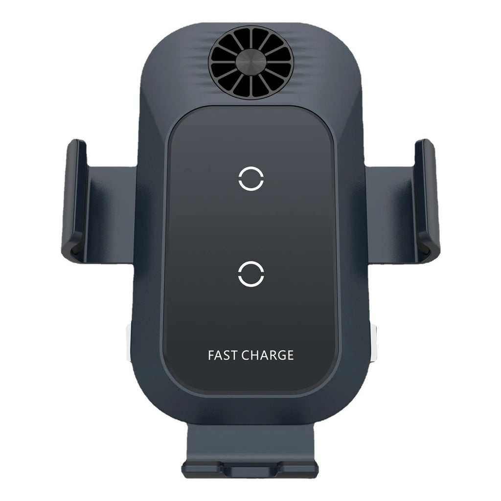 C35 colour car wireless phone charger holder mounted on an air vent, showing automatic clamping arms.