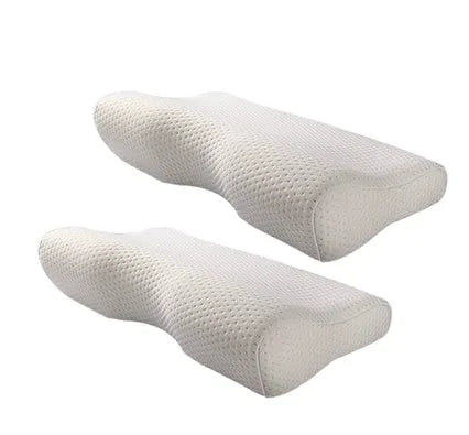 Blue butterfly-shaped cervical pillow with memory foam filling for neck support