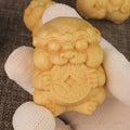 Solid bamboo Take Money decorative carving ornament, 4.5cm tall