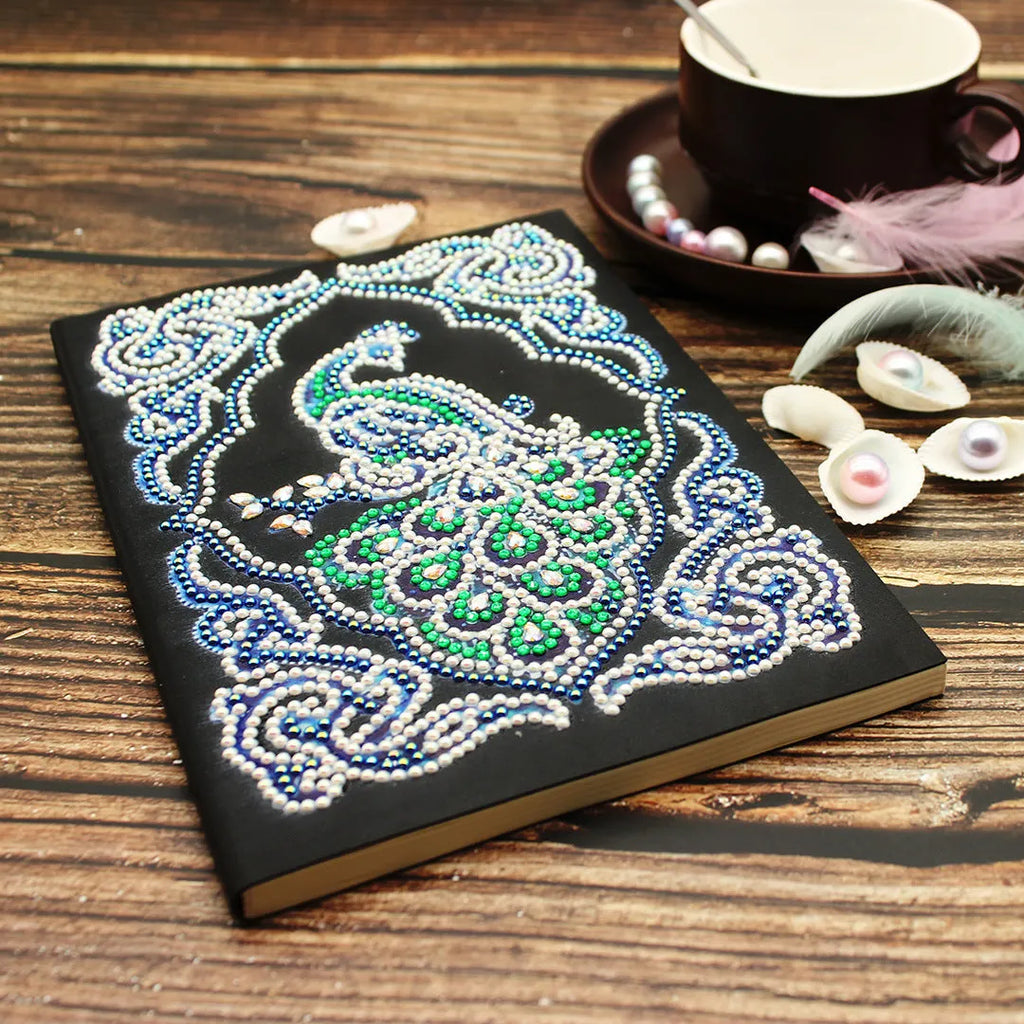 Black A5 diamond painting journal notebook with shaped and bright drills