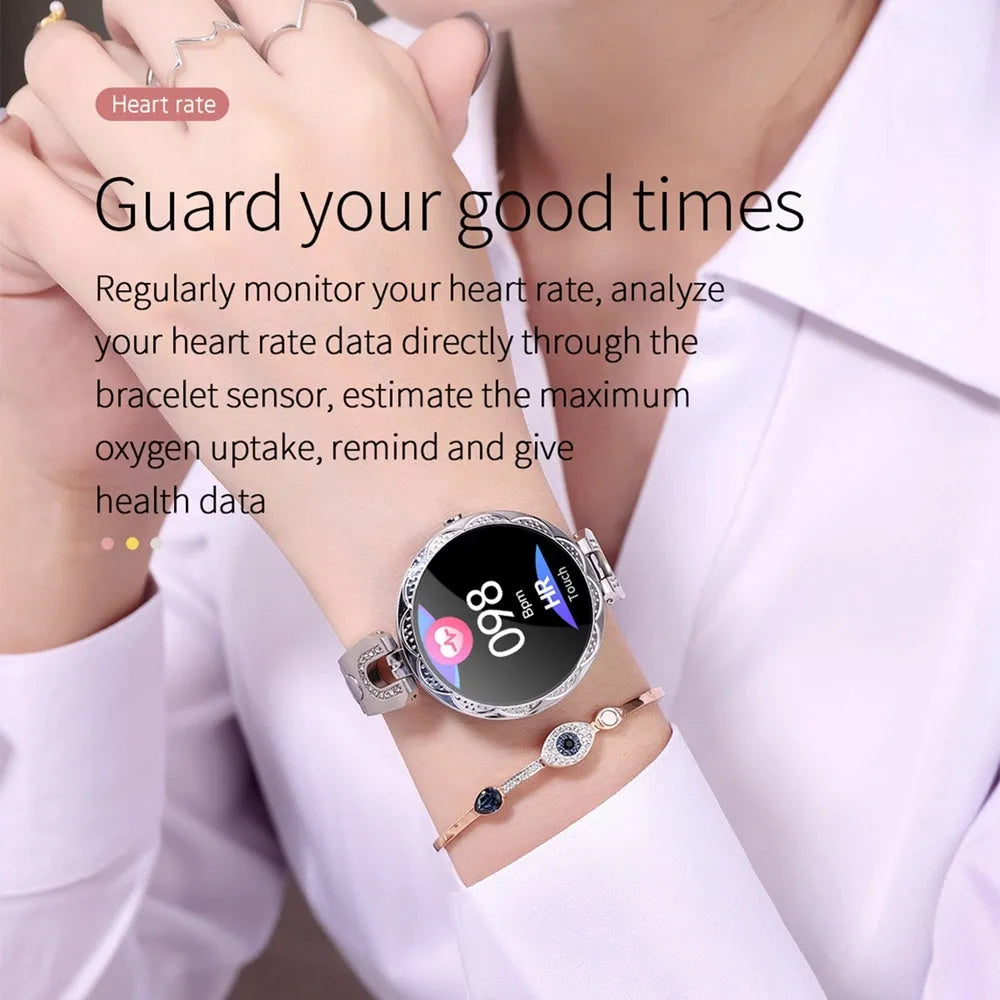 Women's smart bracelet with 1.08 inch HD LCD colour screen and heart rate monitor, IP67 waterproof fitness tracker