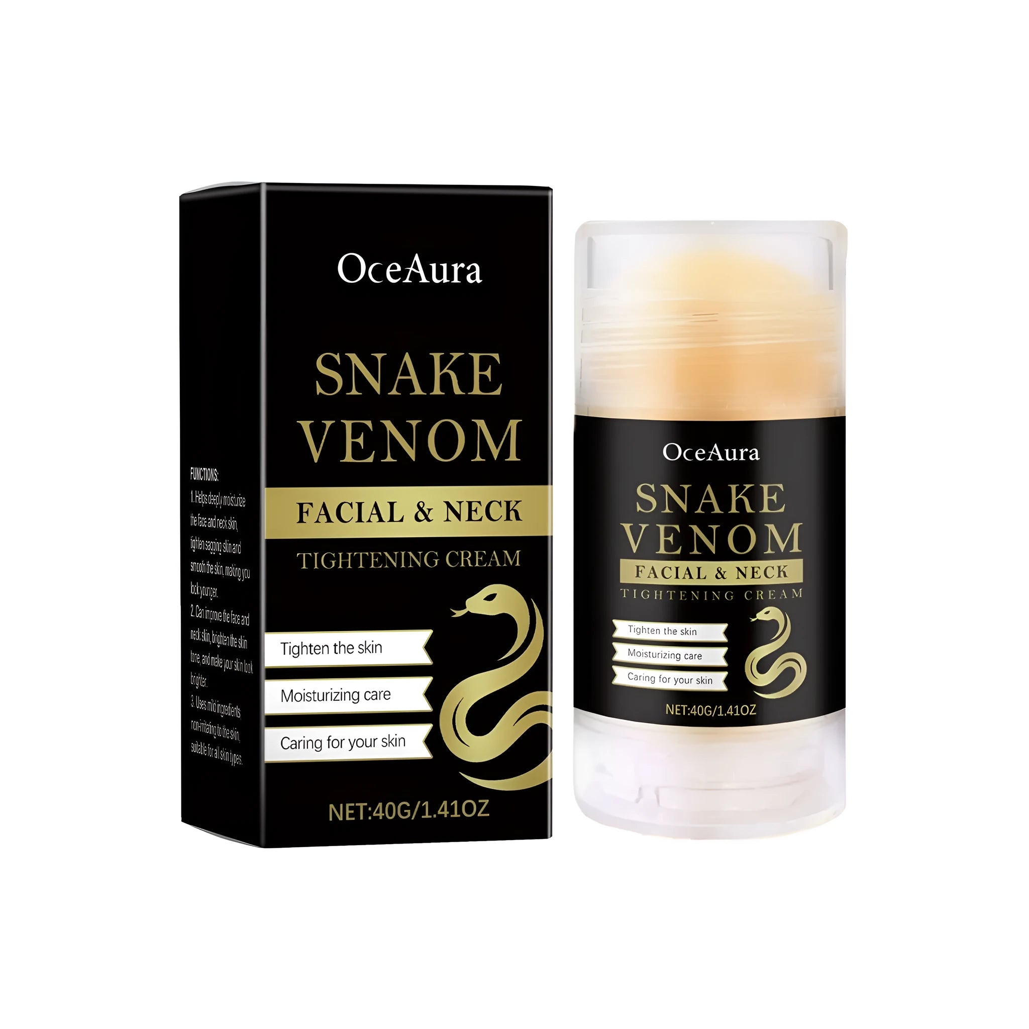 A 40g stick of tightening facial cream containing synthetic peptide and vitamins.