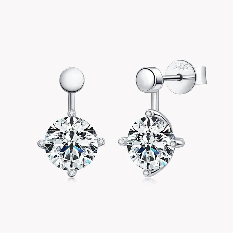 Moissanite earrings geometric circle silver electroplating gold platinum light luxury