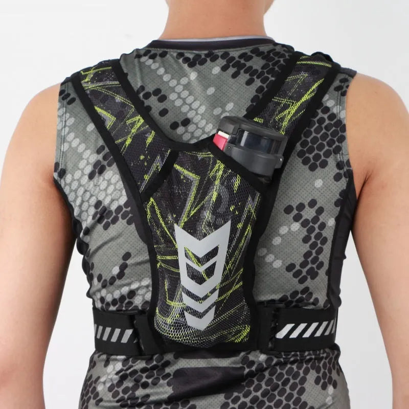 Breathable polyester chest bag in black, free size adjustable waist for outdoor sports and leisure travel