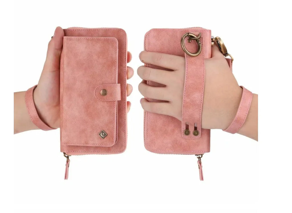 Black imitation leather wallet phone case with zip closure for Samsung Galaxy Note8.