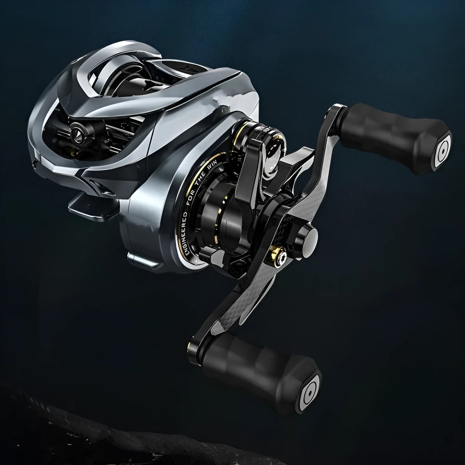 Magnesium frame baitcasting reel with bait finesse system in Falcon microdroplet colour