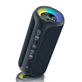 Black and blue fabric Bluetooth speaker with luminous lighting effects