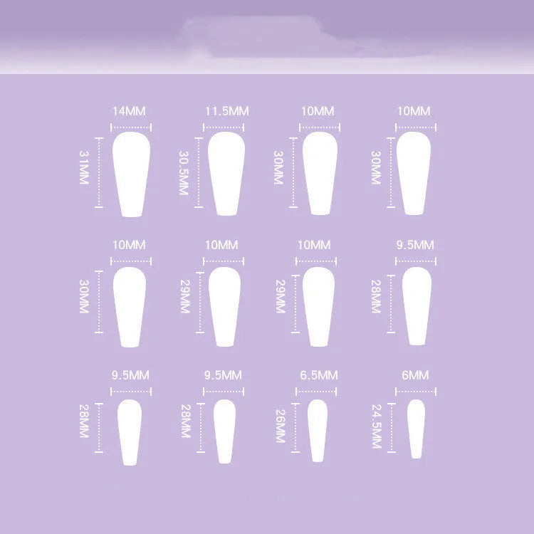 Peach heart rhinestone false nail stickers in JP1596 colour, 24 pieces in box