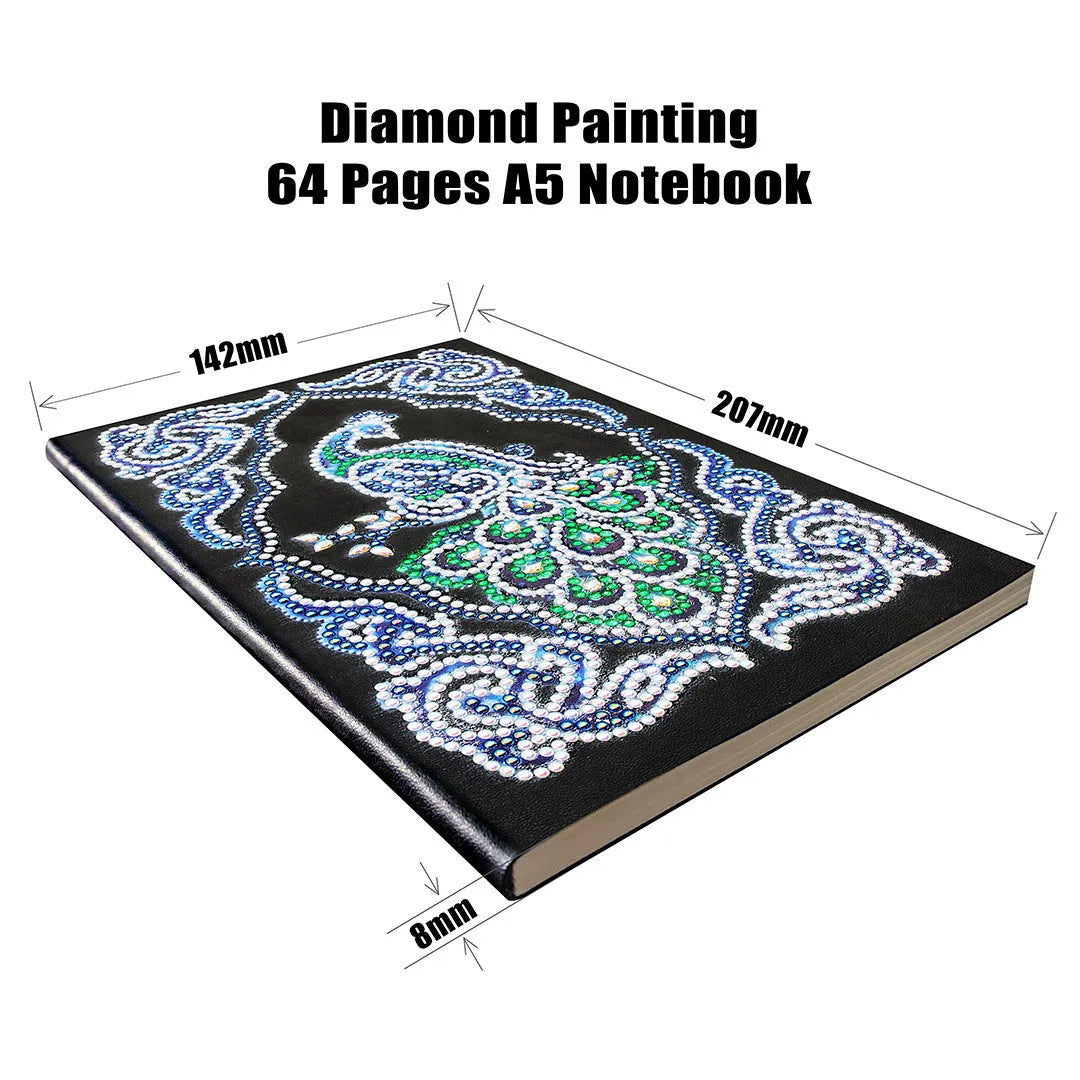 Black A5 diamond painting journal notebook with shaped and bright drills