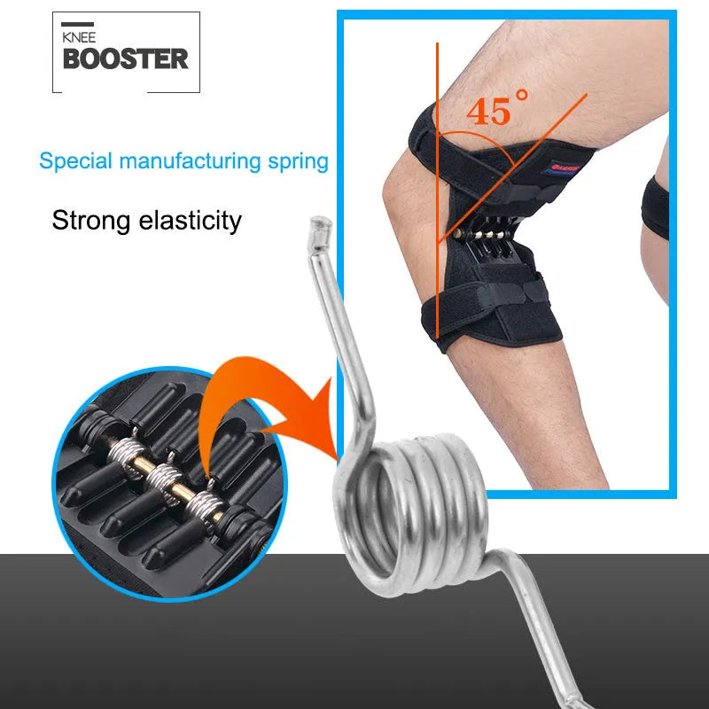 Adjustable knee brace with spring support system for mountaineering and sports activities