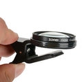 Smartphone macro lens with 37mm diameter and universal mounting clip for close-up photography