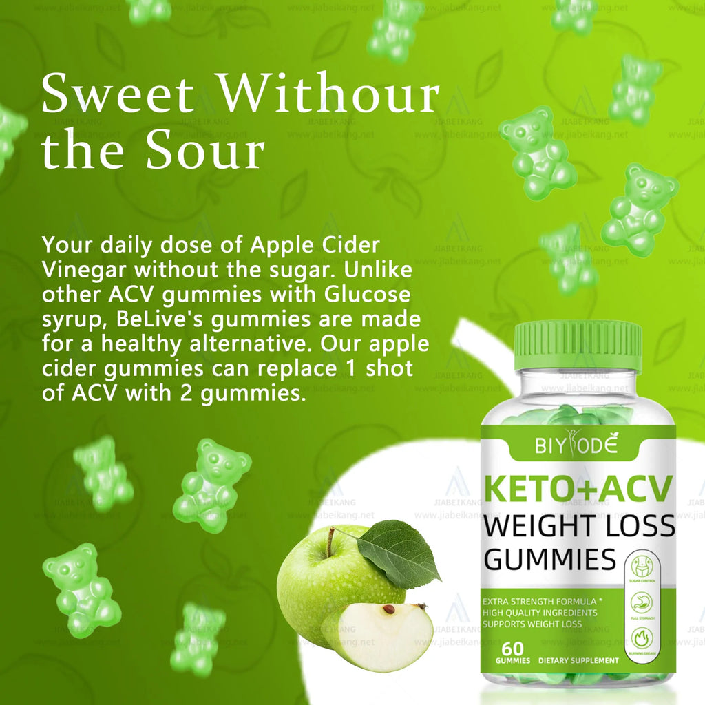 Biyode keto gummies apple cider vinegar ACV bear gummies 60 count bottle weight management supplement