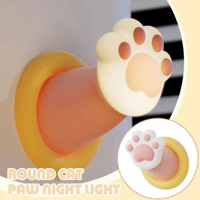 White cat paw shaped rechargeable touch control bedside lamp with dimmable light.