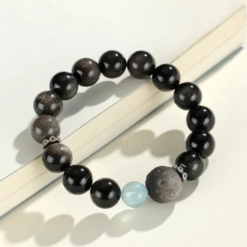 Silver Stone crystal beaded bracelet with electroplated finish and mixed crystal elements