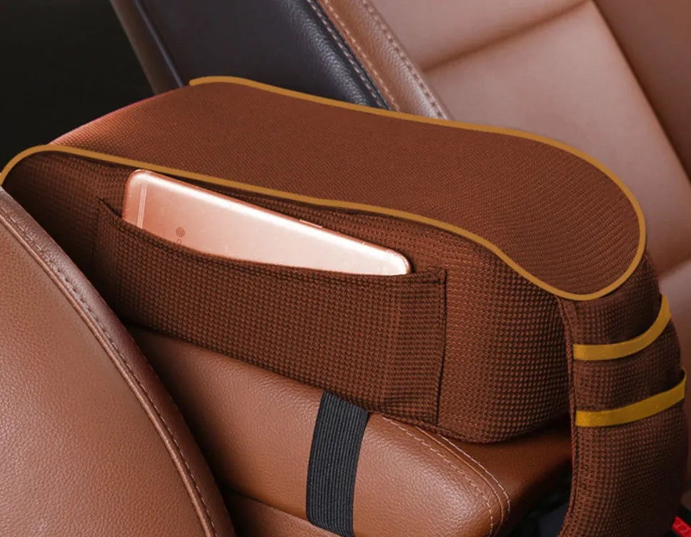 Central armrest box in synthetic fiber with polyester surface, available in black with red colour option, for car centre console storage