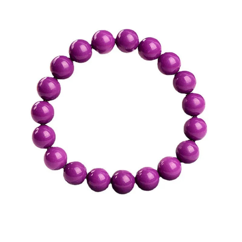Jiuya purple mica crystal bracelet showing polished beads in a single circle, demonstrating 5A grade colour.