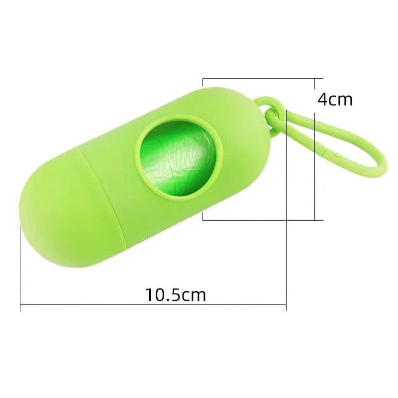 Lightweight dog poop bag holder with Velcro strap and metal hook in assorted colours