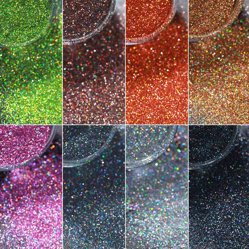 Aurora Magic Nail Powder glitter in laser gradient colours for nail art decoration