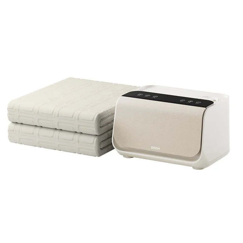 White Aideng electric water blanket with smart host controller on bed