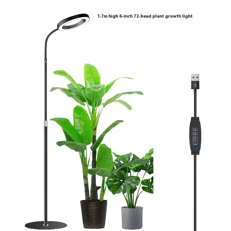 6-inch Angel Ring retractable floor plant grow light with adjustable stand extended to 1.7 metres