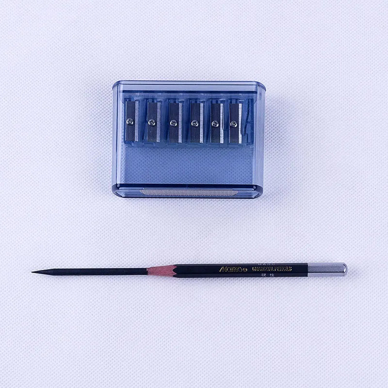 LK06 model six-hole manual pencil sharpener in white ABS plastic with a separate metal blade.