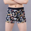 Purified cotton men's boxer shorts with U-shaped design in floral patterns
