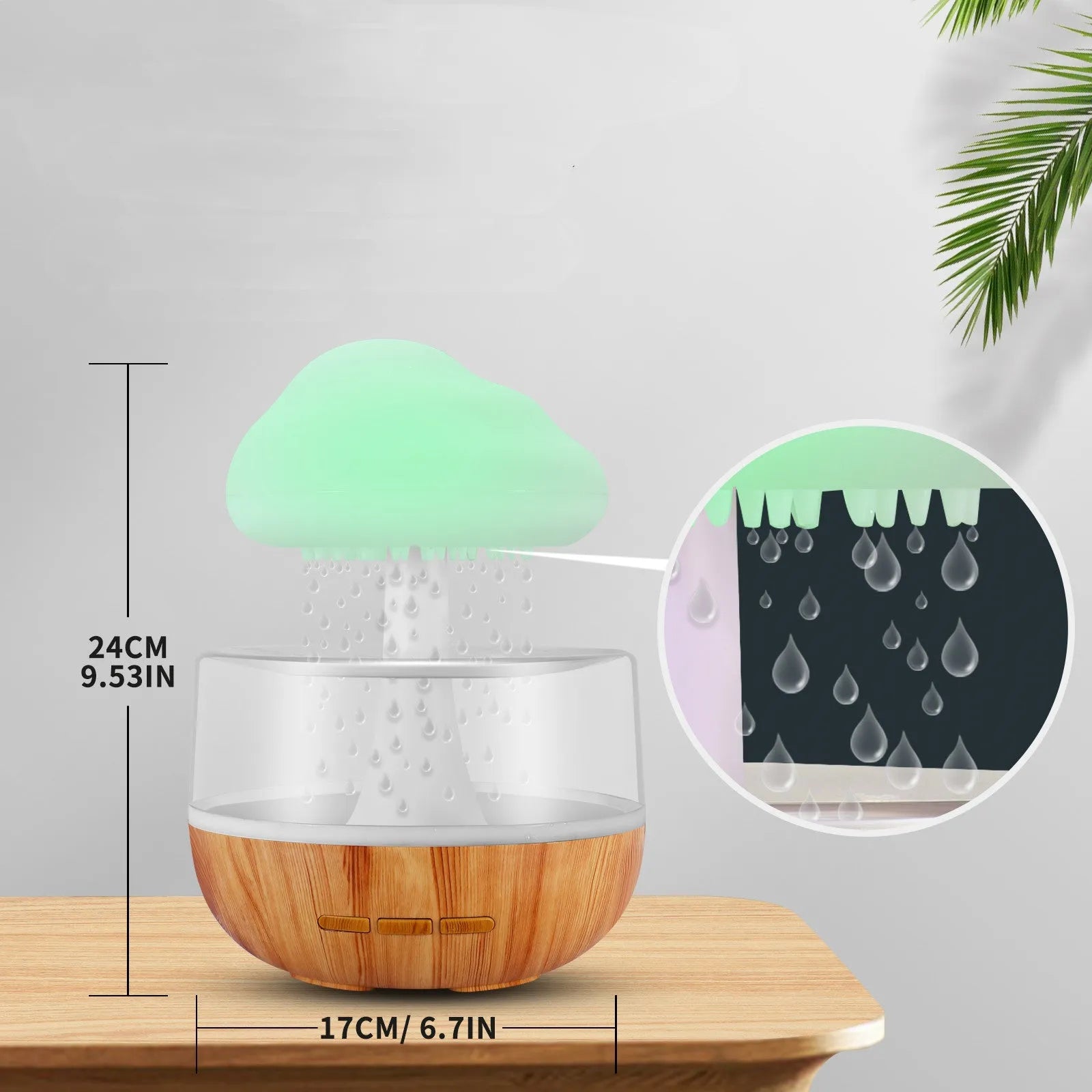 White raining cloud shaped micro humidifier with night light and essential oil diffuser on desk