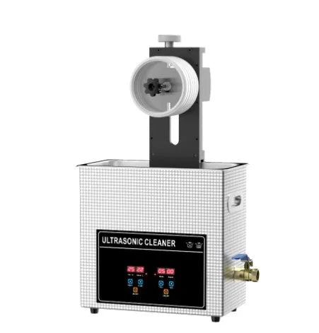 Compact ultrasonic cleaning machine with digital display for temperature and timer control.