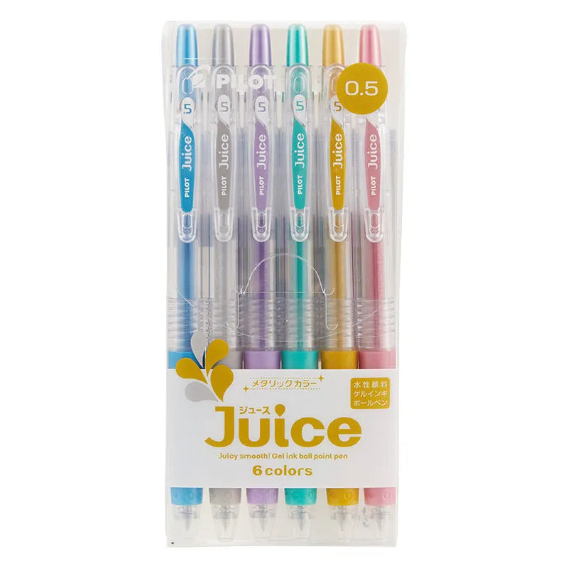 Baiguole gel pen set showing six colours with 0.5mm tips and 143mm length