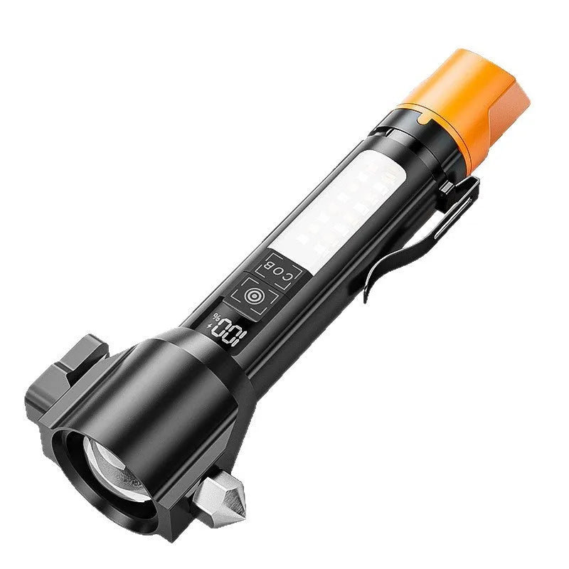 Long-range rechargeable white laser flashlight with red and blue side flash, aluminium alloy body