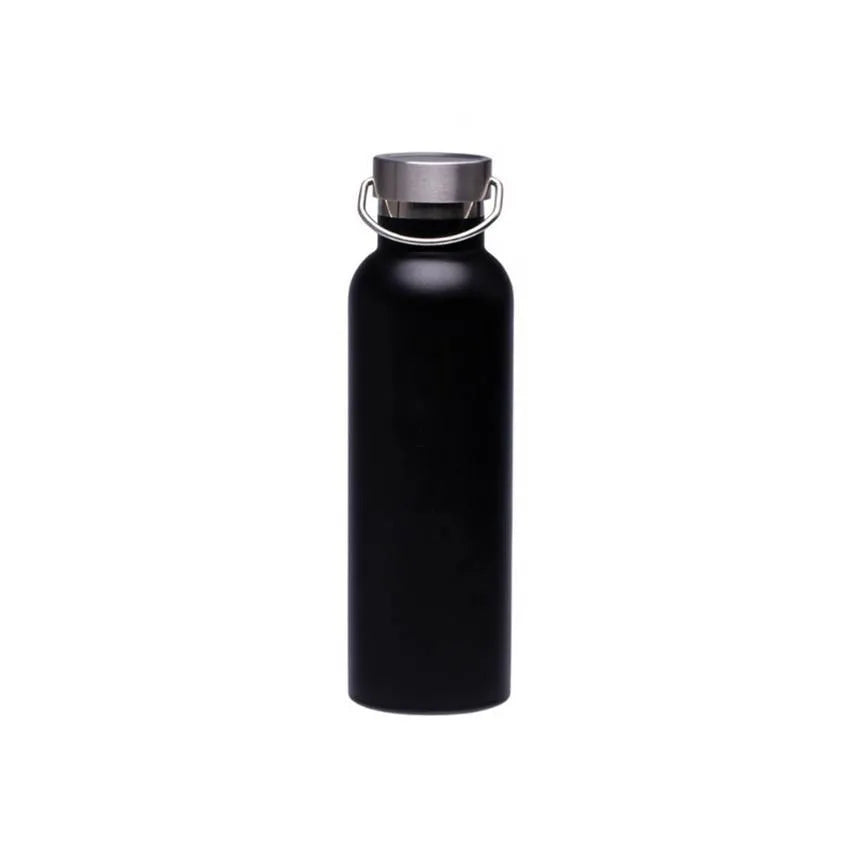 750ml stainless steel sports water bottle in black 24cm high 7.5cm wide 304 steel