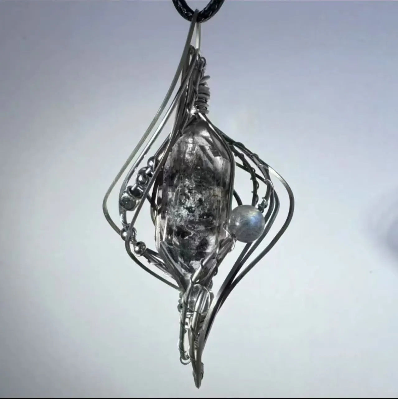Alloy hollow out creative pendant necklace with mori style winding design and cross chain