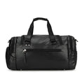 Large black PU travel bag with dimensions 52cm wide, open to show interior for shoe storage.