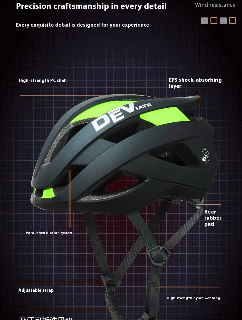 Matte black adult mountain bike helmet with coloured trim and integrated ventilation net, shown with adjustable head strap.