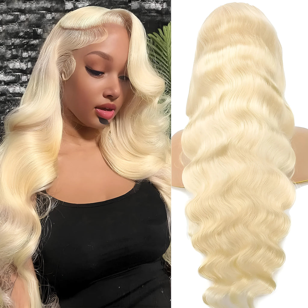 Women's synthetic front lace curly wig in M1539613 colour on a stand.